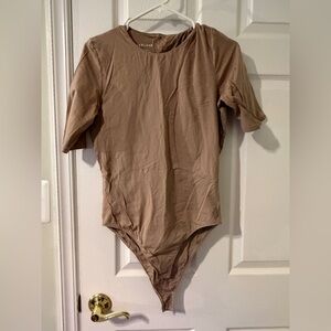 Everlane Tan Beige short sleeve Bodysuit